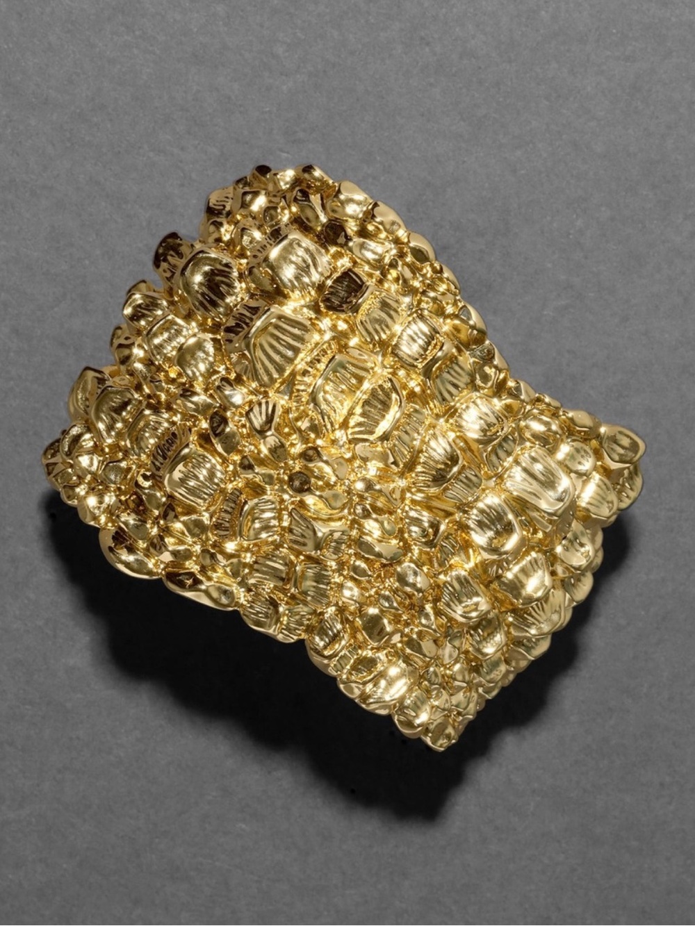 Alexis Bittar Brut Gold Croco Cuff Bracelet